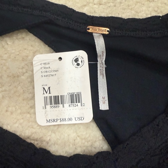 NWT Free People M Tea Time Round Neck Long Puff Sleeve Back Detail Top - Picture 6 of 9